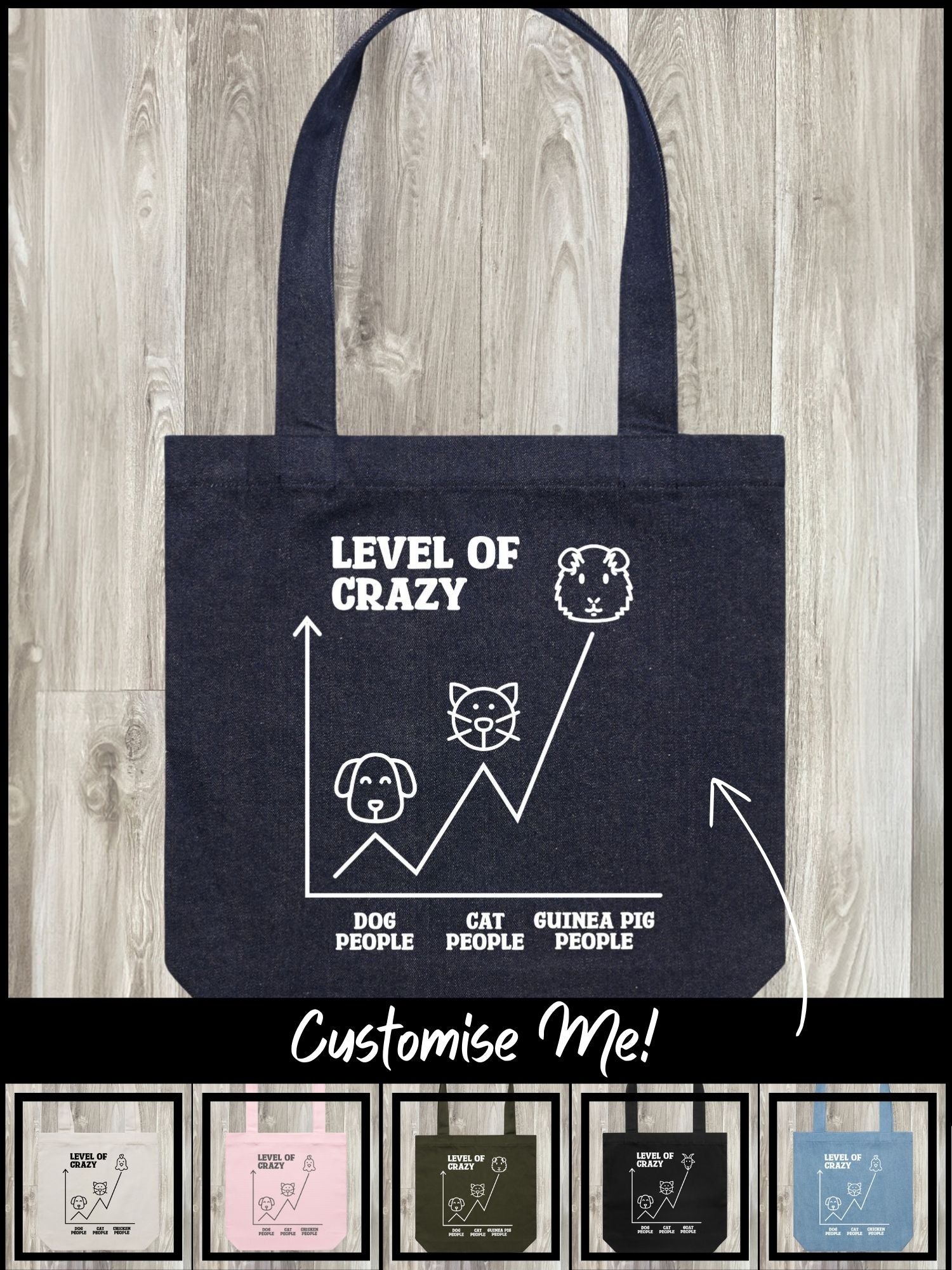 Level Of Crazy Edith Tote Bag (Customisable)