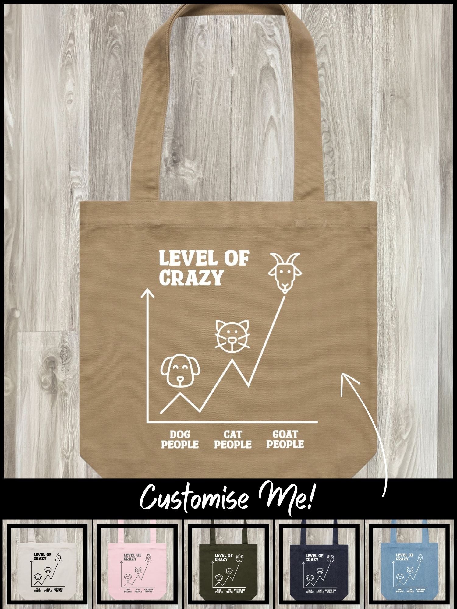 Level Of Crazy Edith Tote Bag (Customisable)