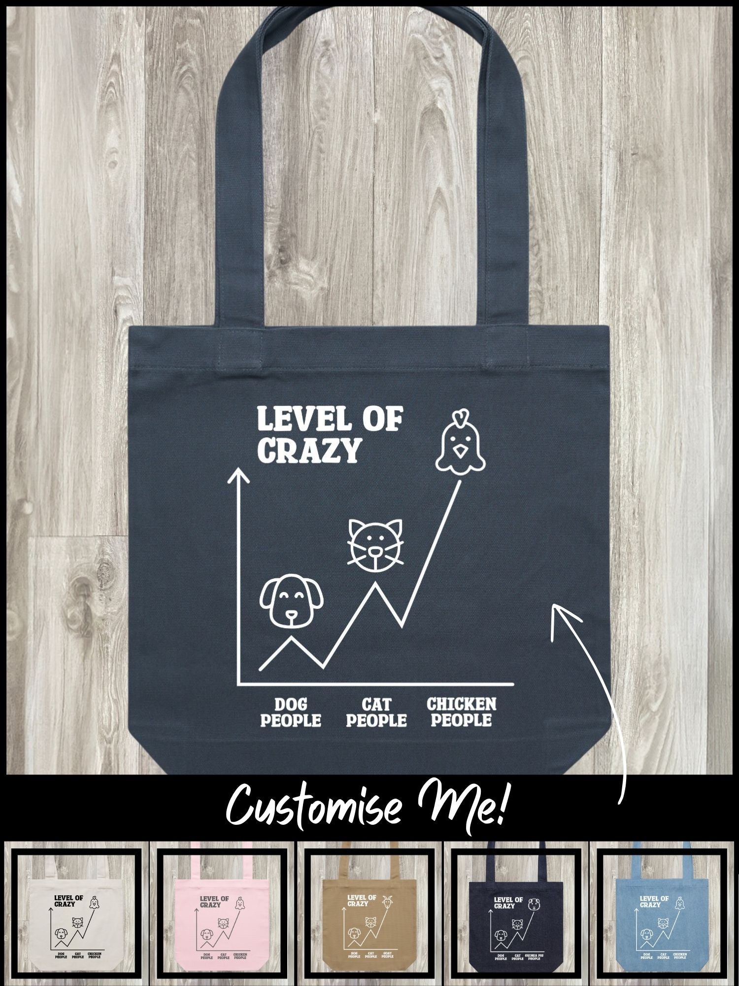 Level Of Crazy Edith Tote Bag (Customisable)
