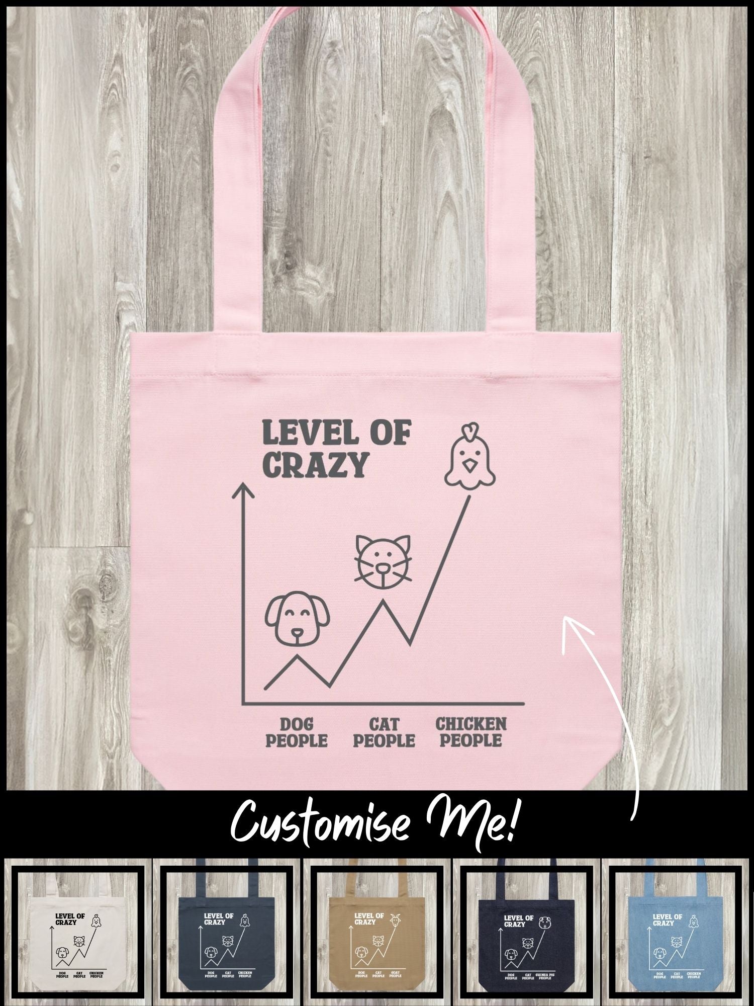 Level Of Crazy Edith Tote Bag (Customisable)