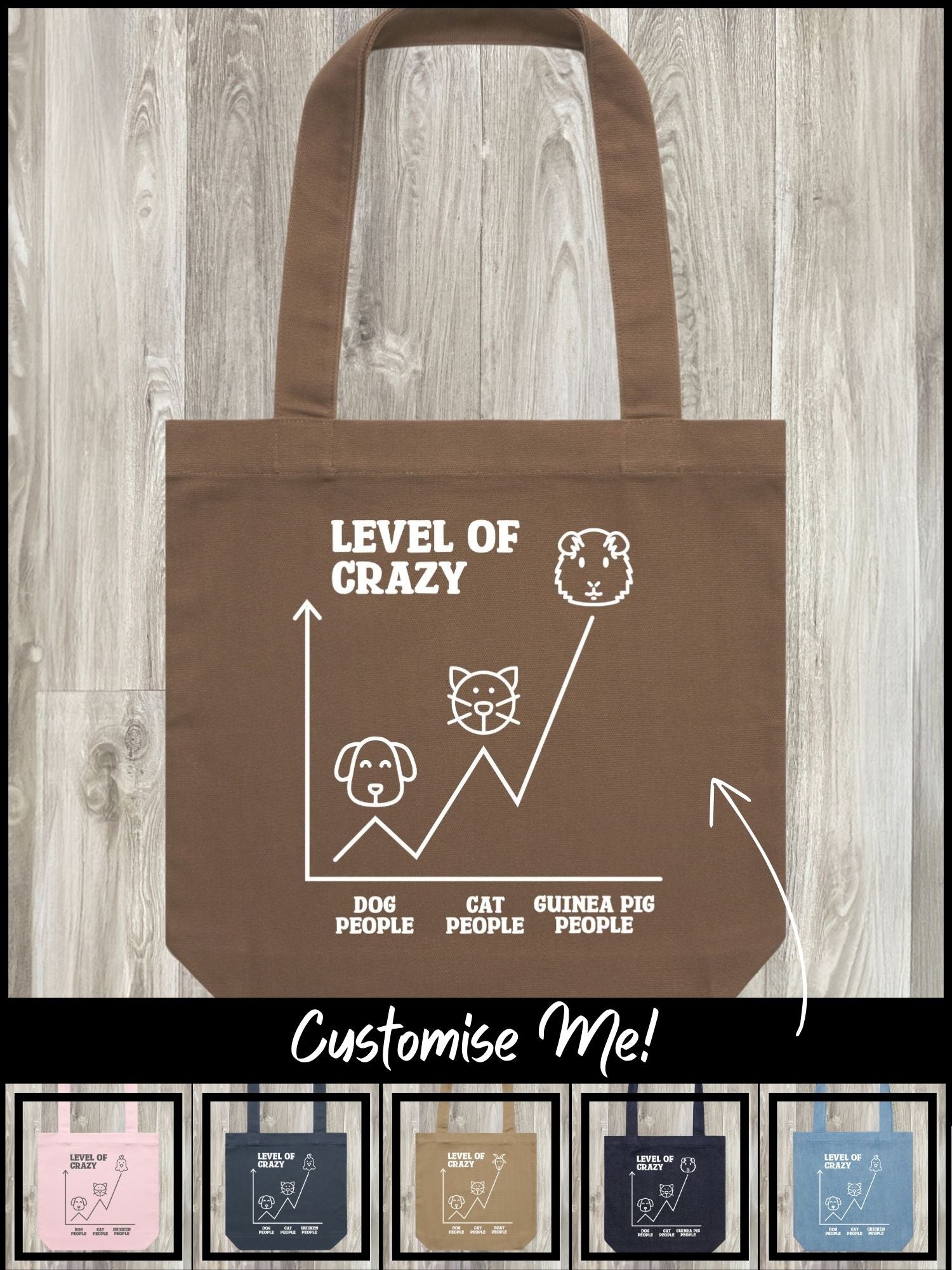 Level Of Crazy Edith Tote Bag (Customisable)