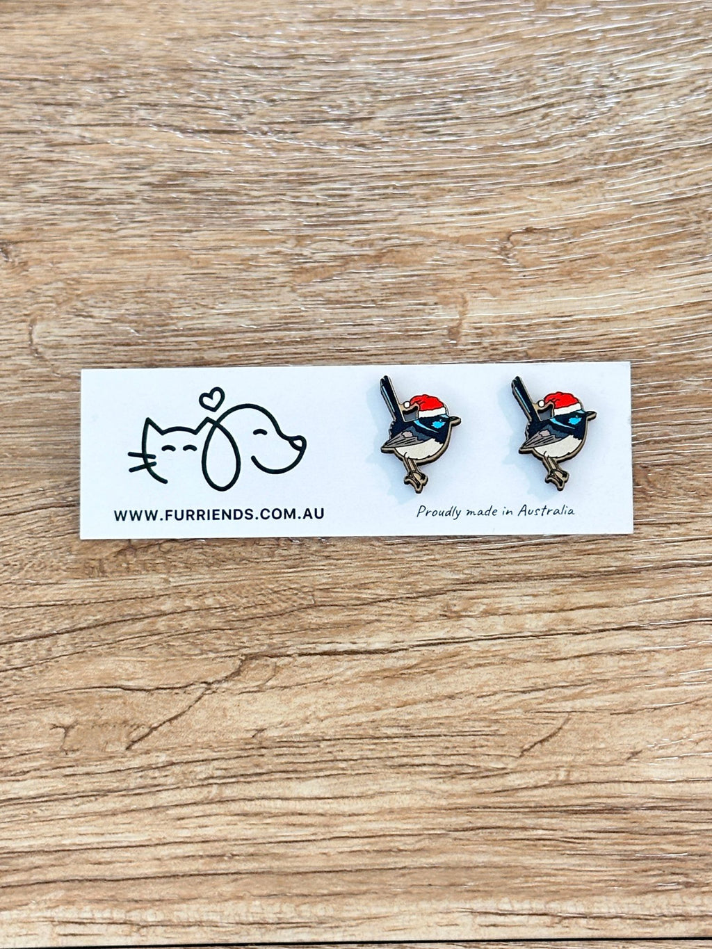 Superb Fairy Wren Christmas Edition ColourPop Stud Earrings