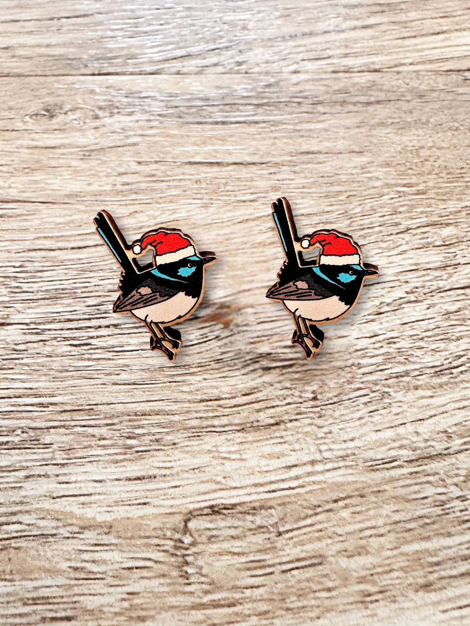 Superb Fairy Wren Christmas Edition ColourPop Stud Earrings