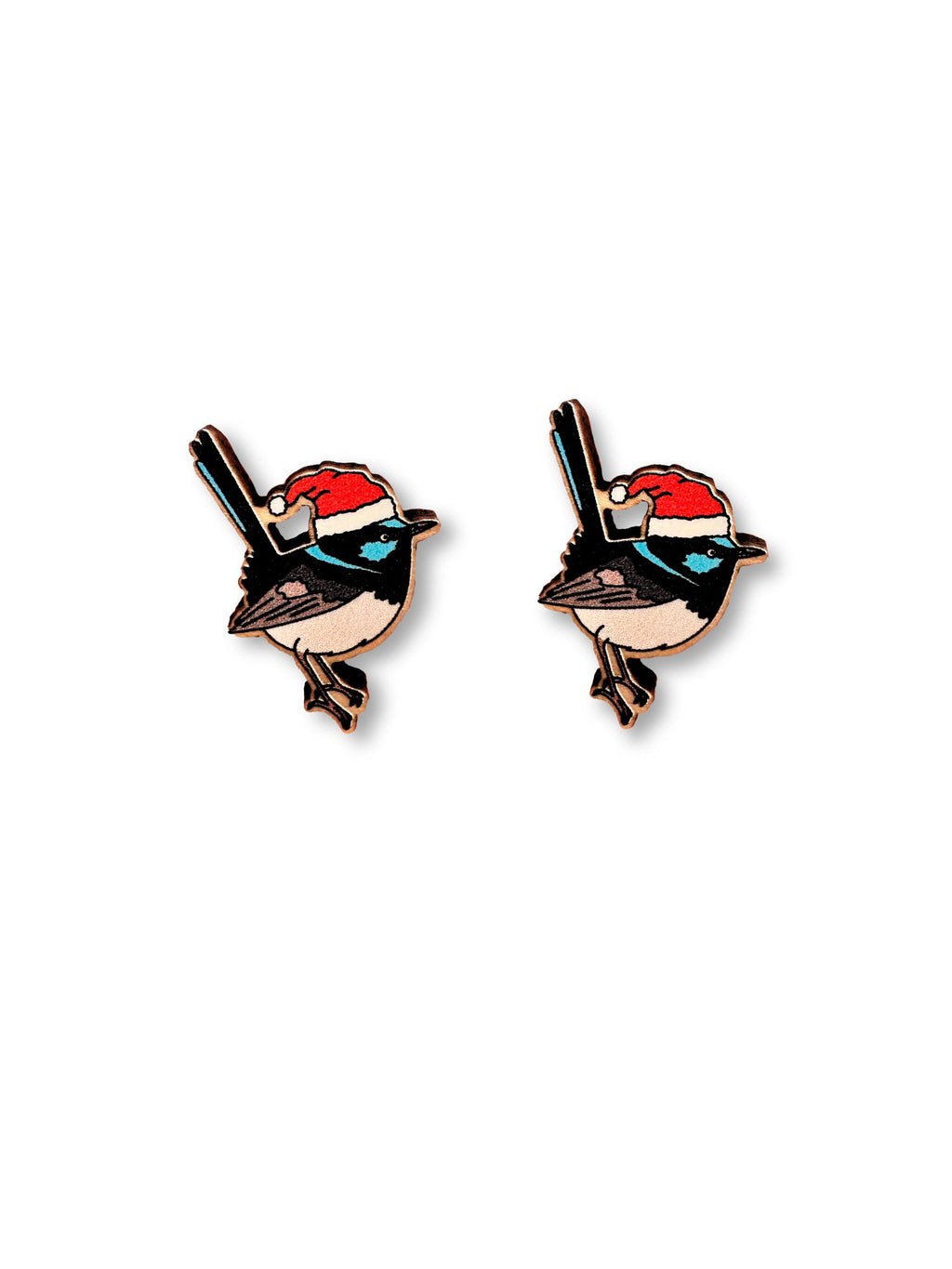 Superb Fairy Wren Christmas Edition ColourPop Stud Earrings