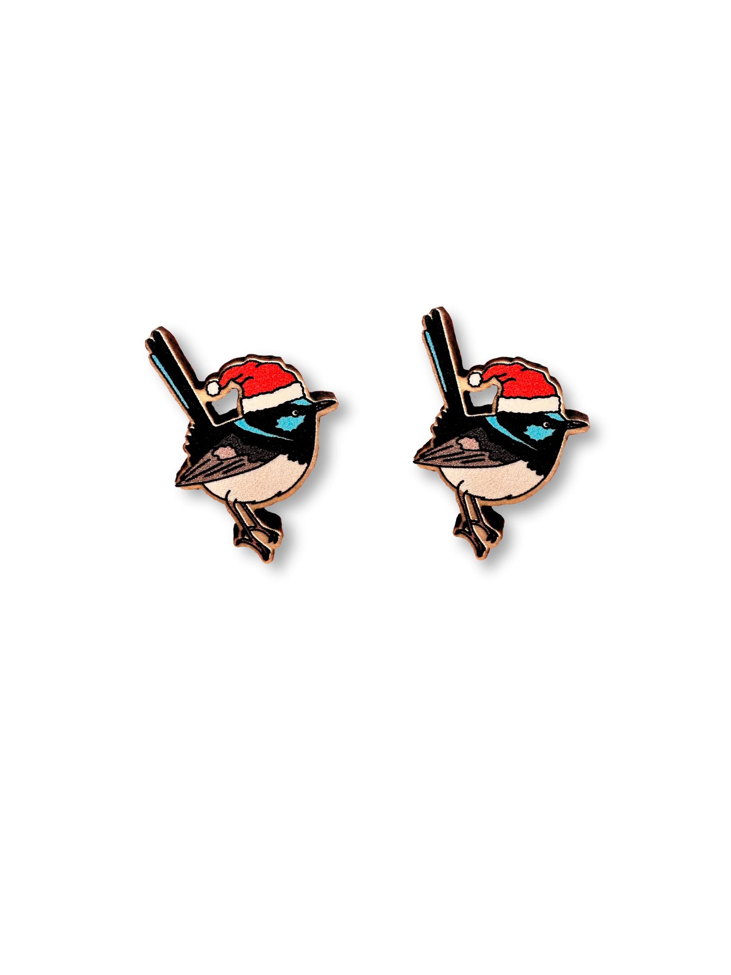 Superb Fairy Wren Christmas Edition ColourPop Stud Earrings
