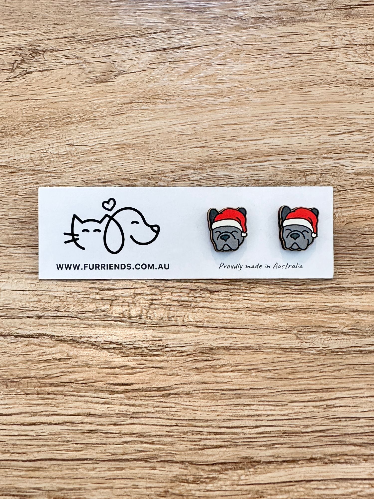 French Bulldog Christmas Edition ColourPop Stud Earrings
