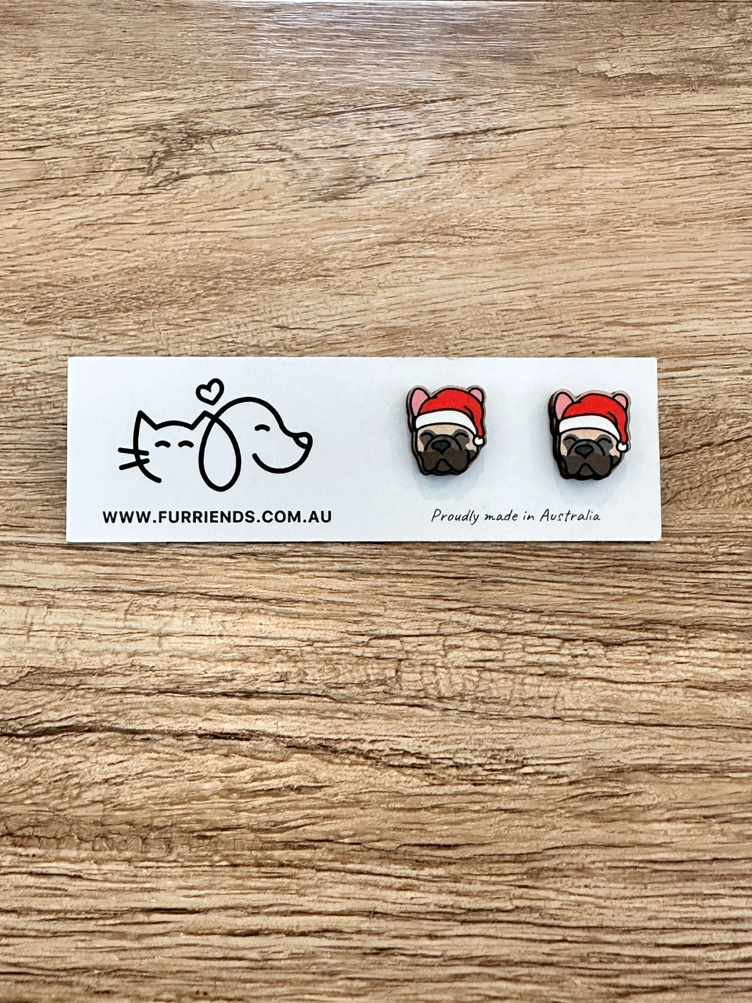French Bulldog Christmas Edition ColourPop Stud Earrings