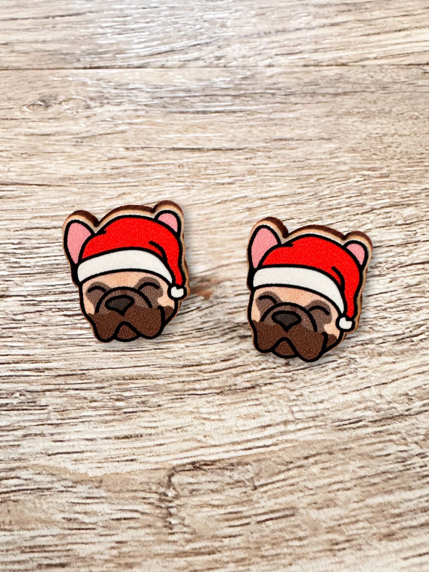French Bulldog Christmas Edition ColourPop Stud Earrings