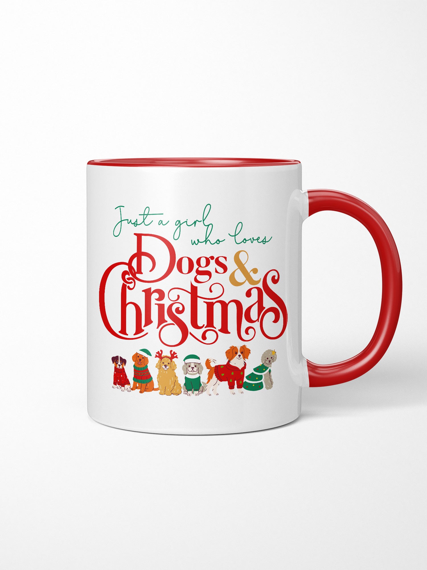 Just A Girl Who Loves Dogs & Christmas Ceramic Mug