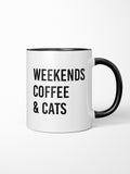 Weekends Coffee & Cats Ceramic Mug
