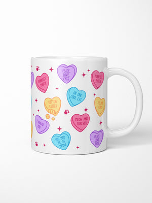 Candy Hearts - Cat Ceramic Mug