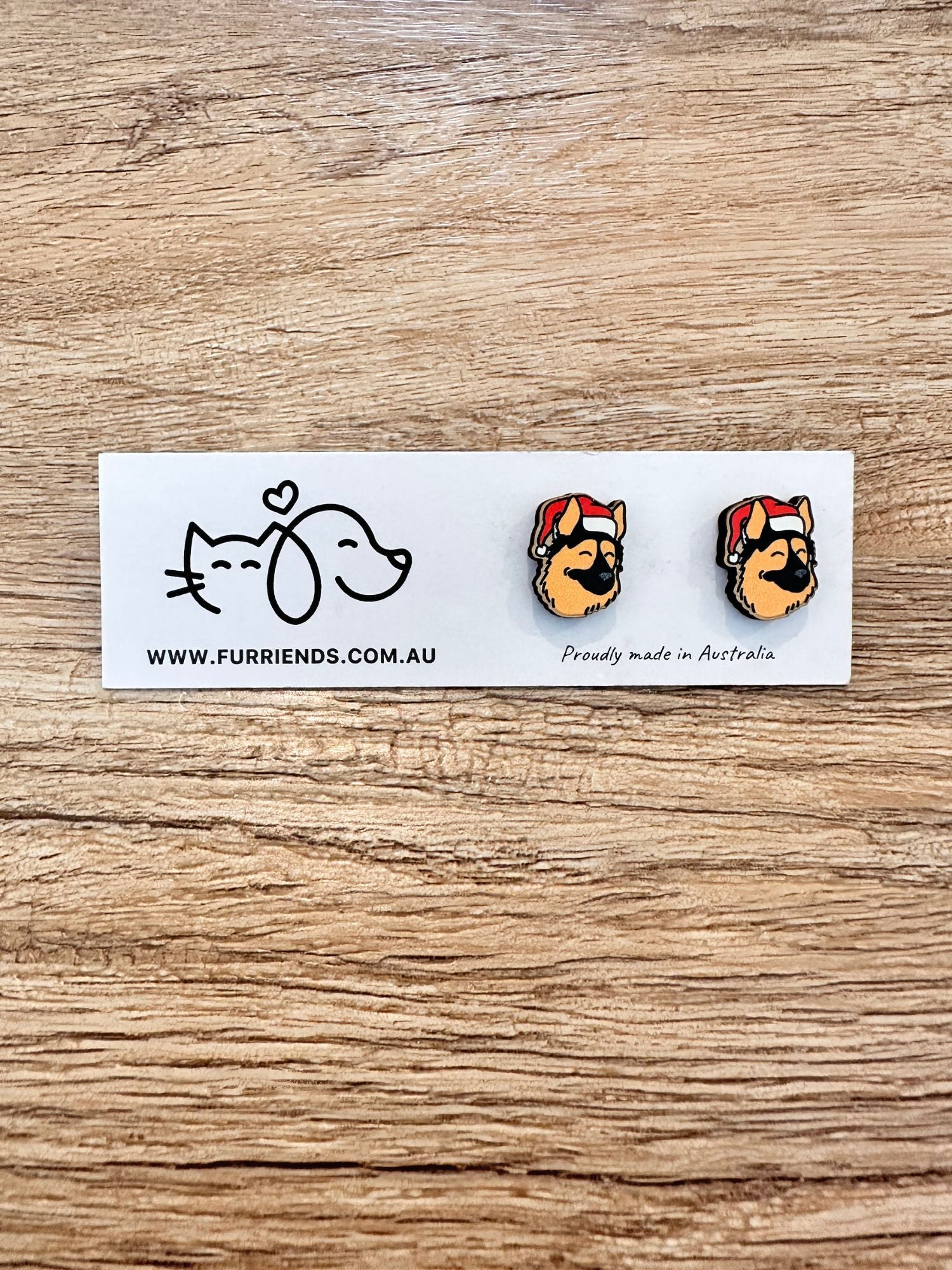German Shepherd Christmas Edition ColourPop Stud Earrings