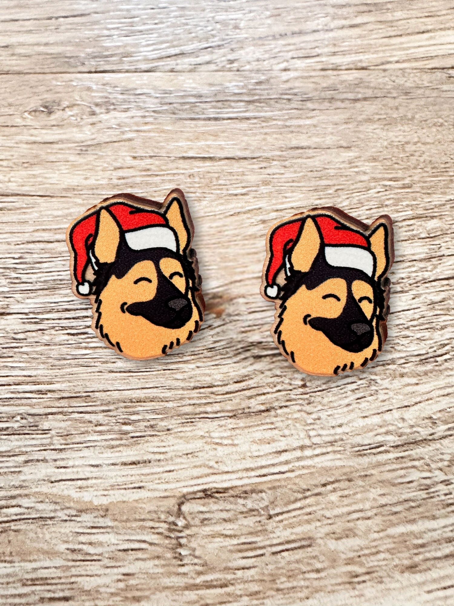German Shepherd Christmas Edition ColourPop Stud Earrings