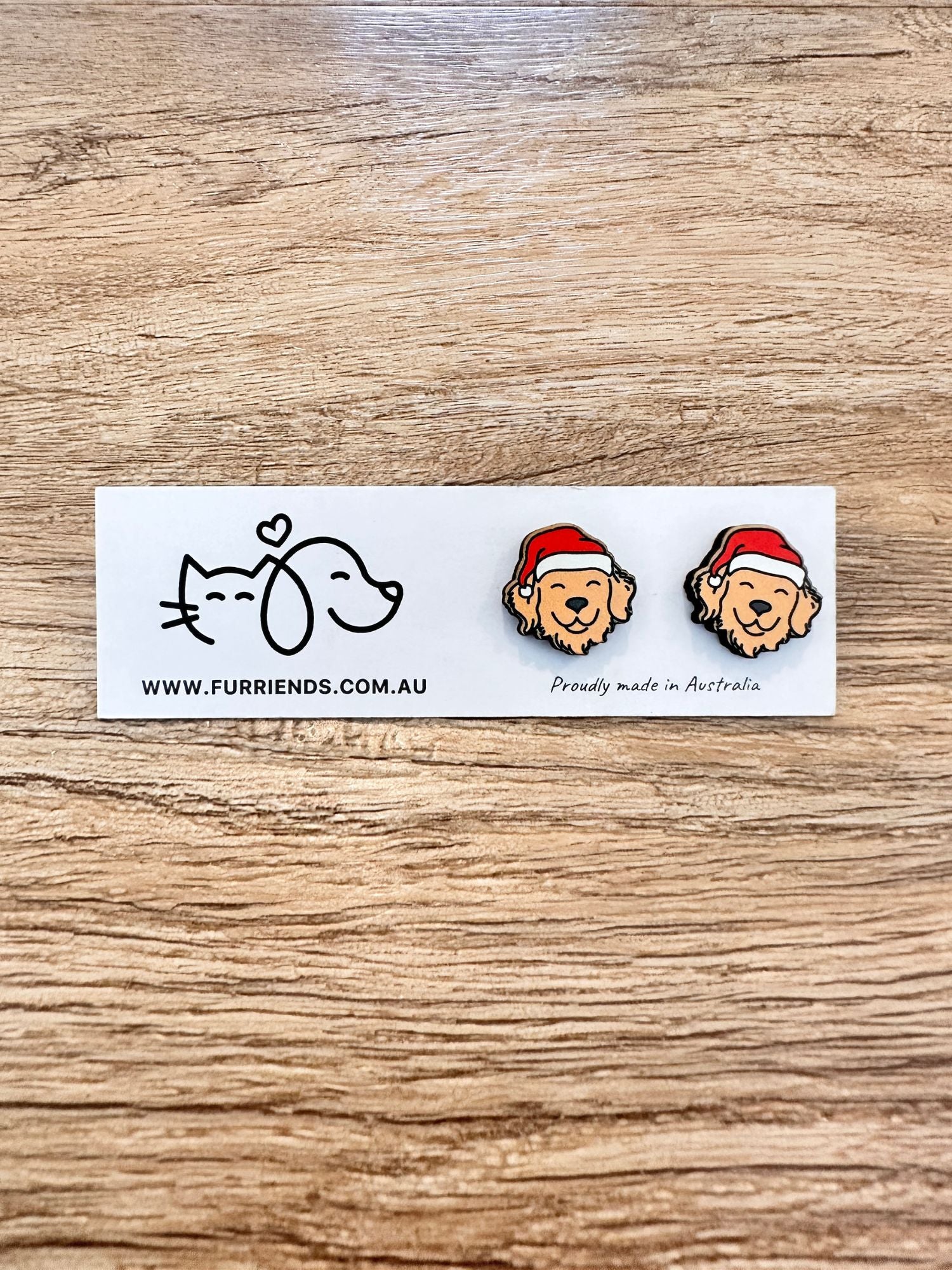 Golden Retriever Christmas Edition ColourPop Stud Earrings