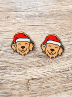 Golden Retriever Christmas Edition ColourPop Stud Earrings