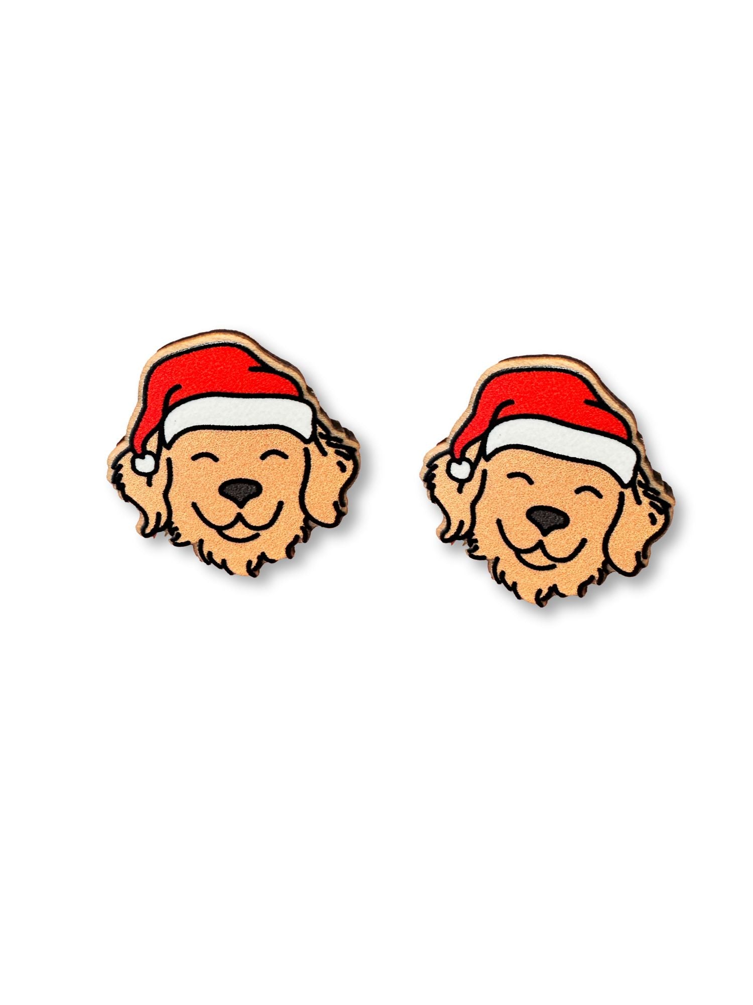 Golden Retriever Christmas Edition ColourPop Stud Earrings