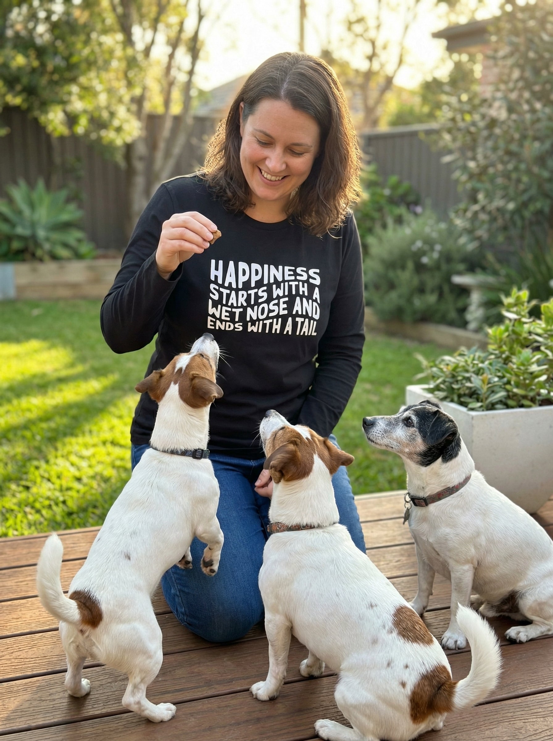 Happiness Starts With A Wet Nose And Ends With A Tail Olivia Long Sleeve Tee