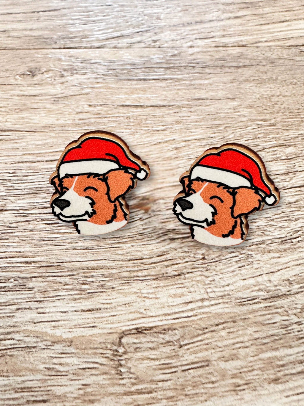 Jack Russell Terrier (Rough Coat) Christmas Edition ColourPop Stud Earrings