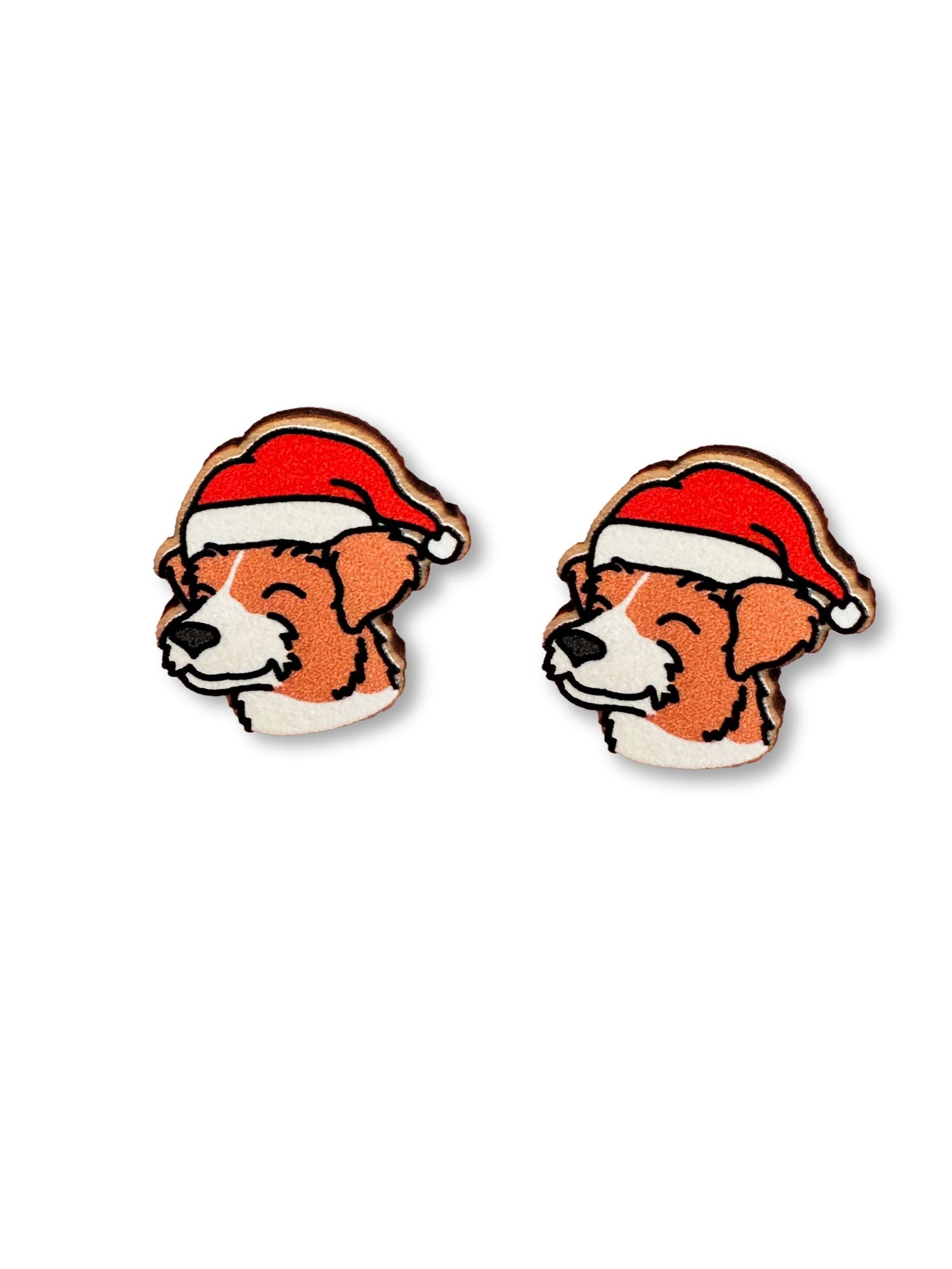 Jack Russell Terrier (Rough Coat) Christmas Edition ColourPop Stud Earrings