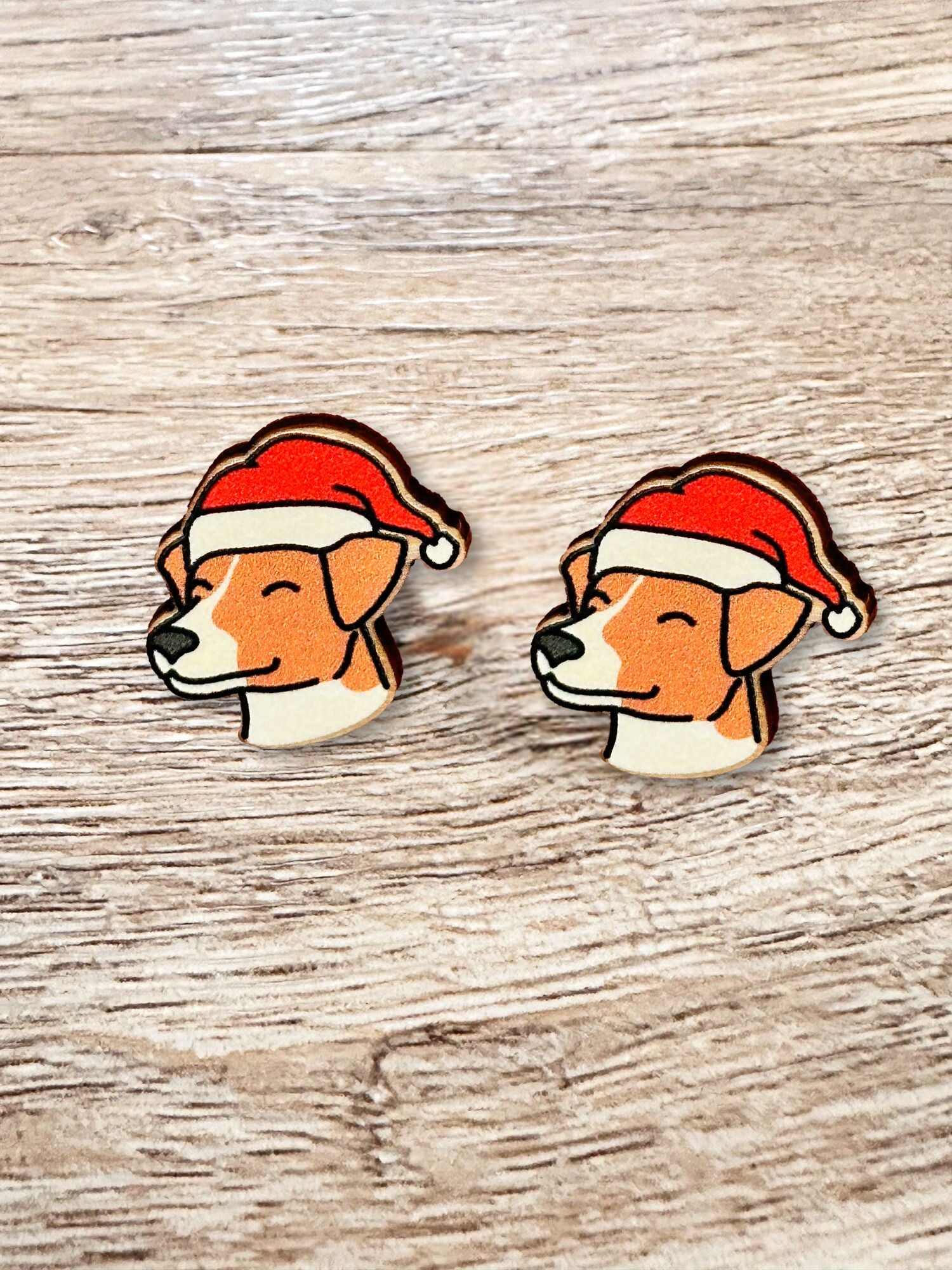 Jack Russell Terrier (Smooth Coat) Christmas Edition ColourPop Stud Earrings