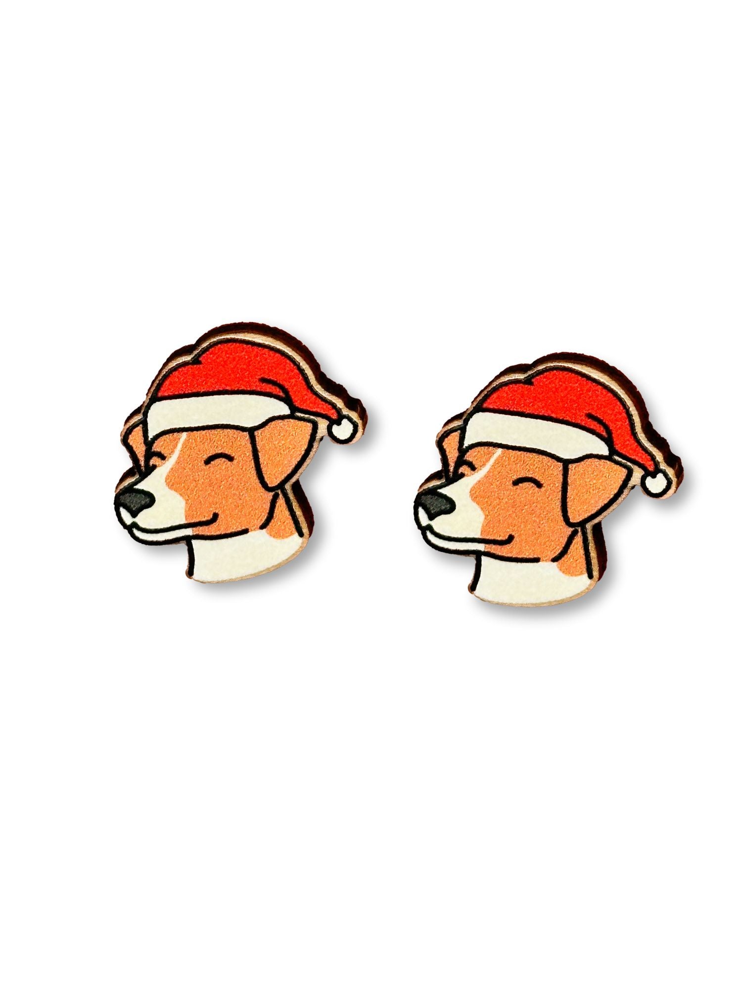 Jack Russell Terrier (Smooth Coat) Christmas Edition ColourPop Stud Earrings