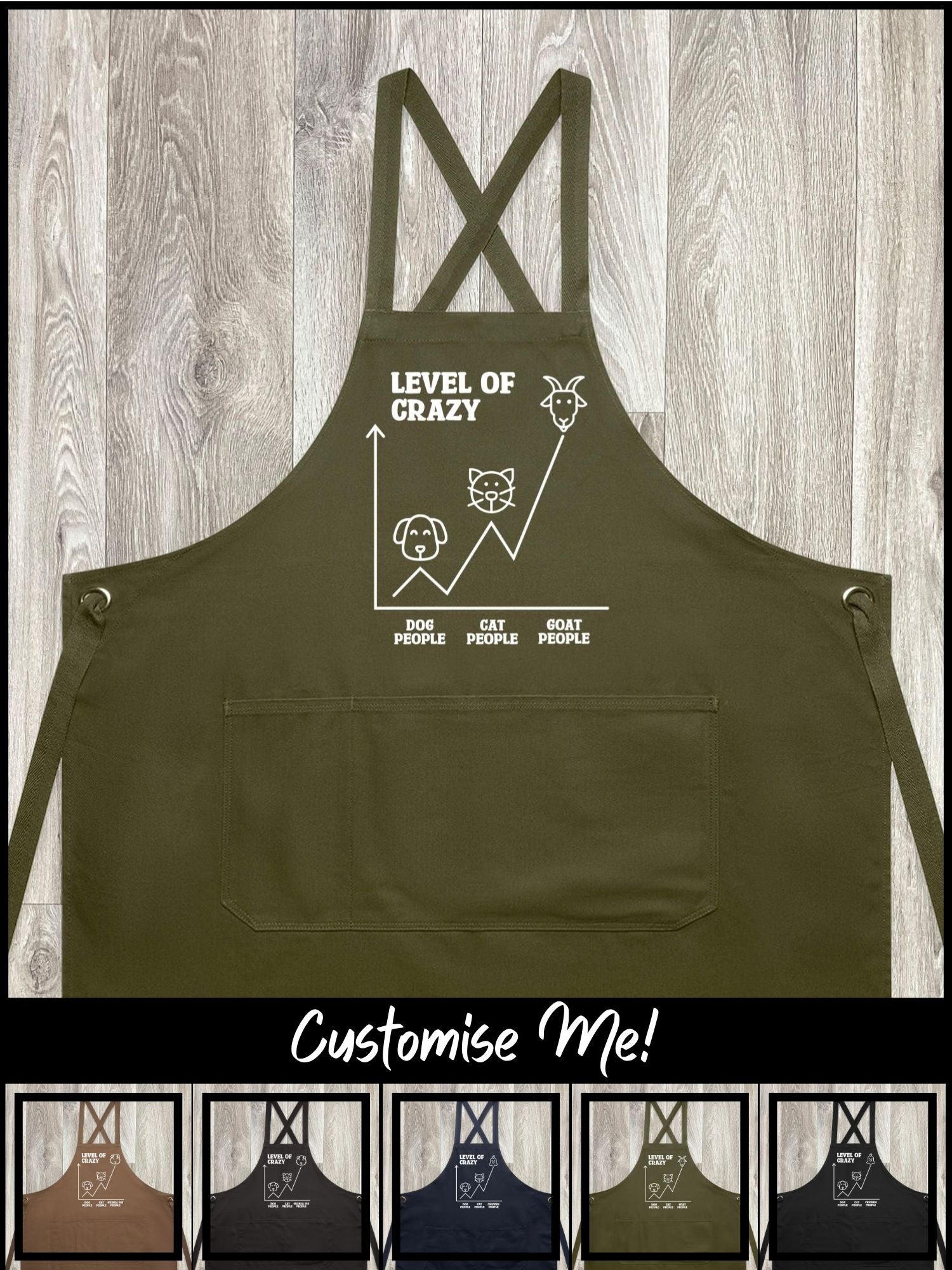 Level Of Crazy Jarrah Crossback Apron (Customisable)