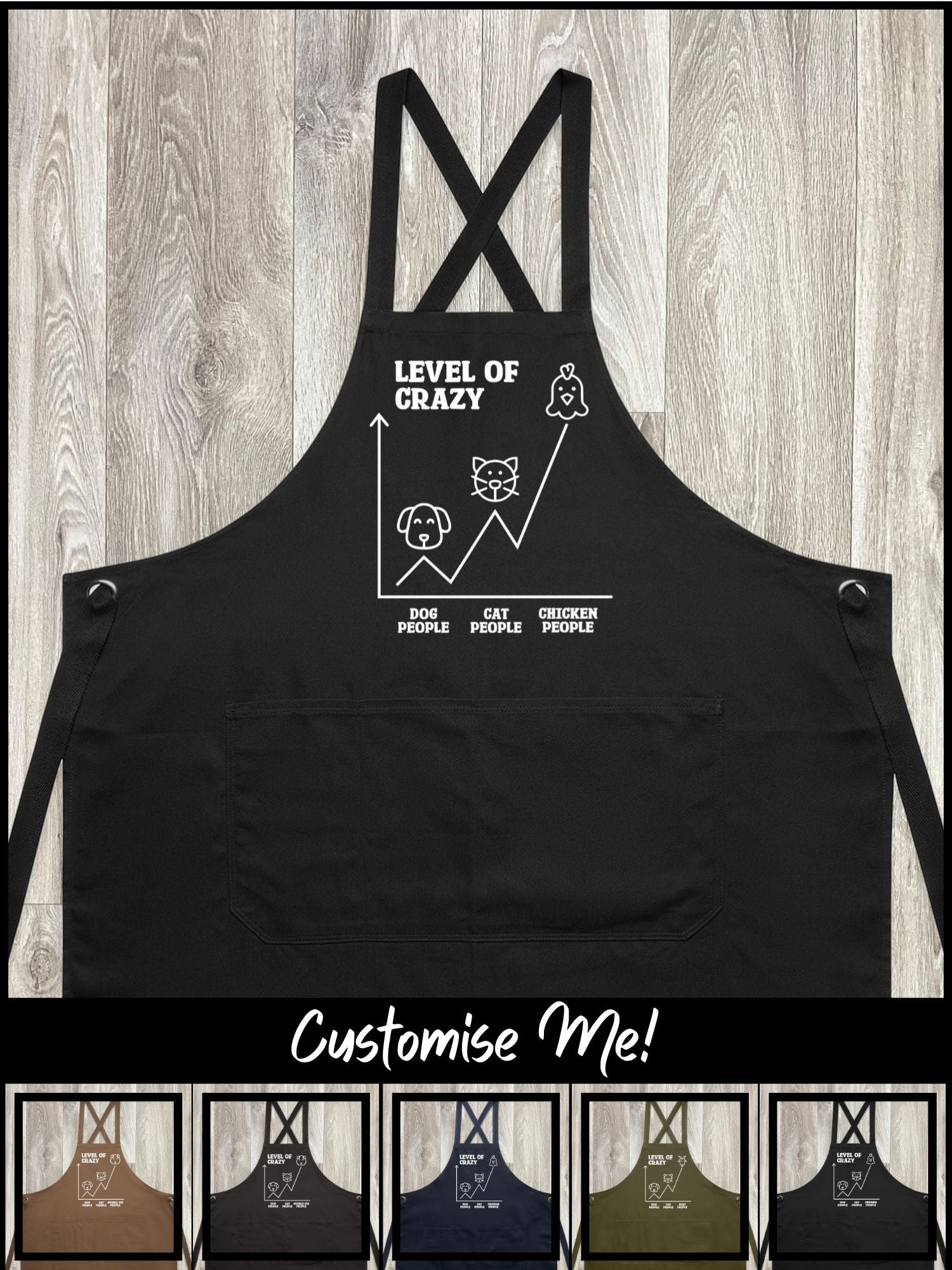 Level Of Crazy Jarrah Crossback Apron (Customisable)