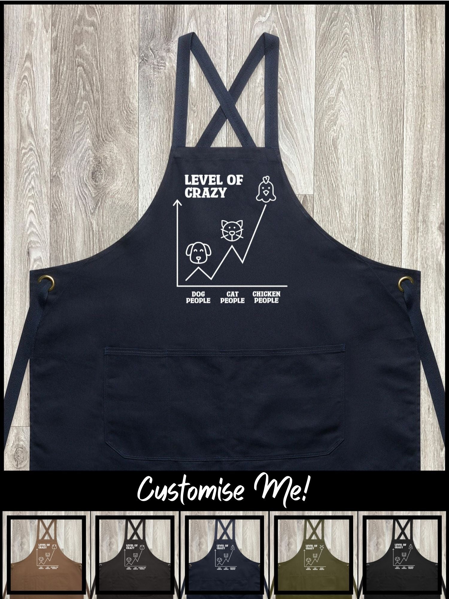 Level Of Crazy Jarrah Crossback Apron (Customisable)