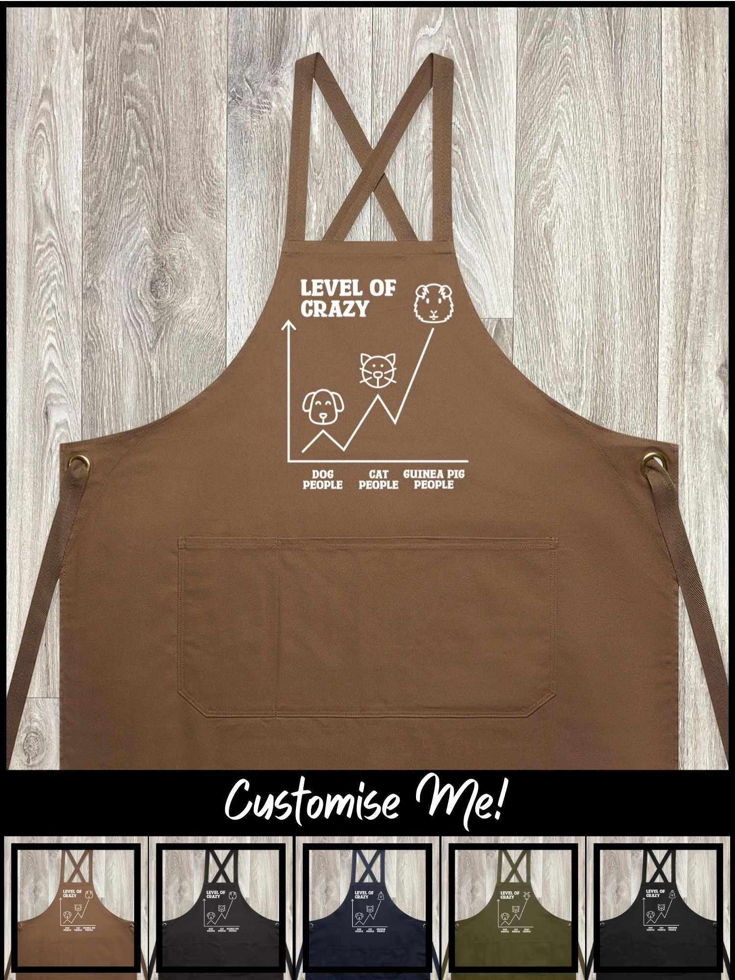 Level Of Crazy Jarrah Crossback Apron (Customisable)