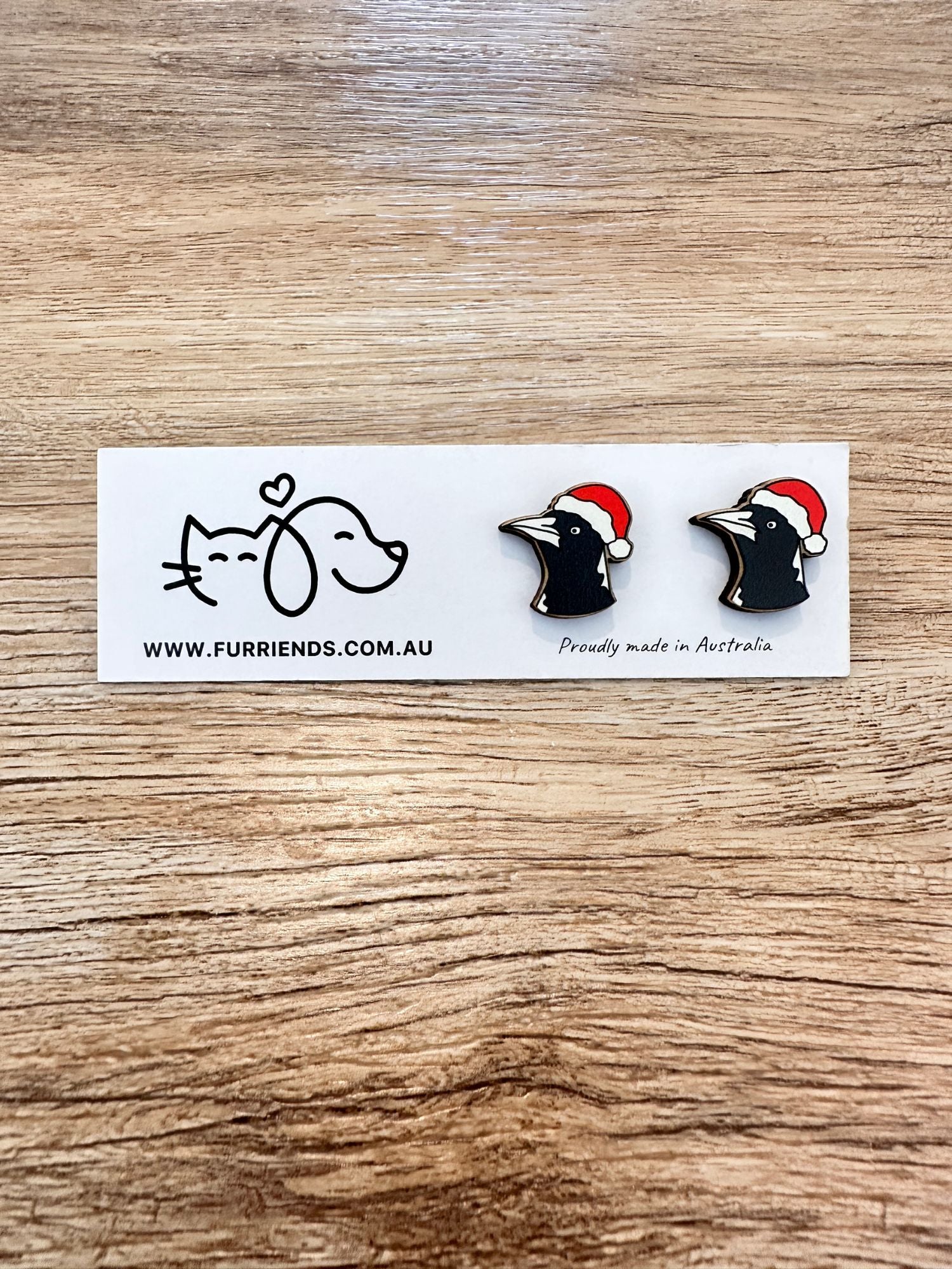 Australian Magpie Christmas Edition ColourPop Stud Earrings