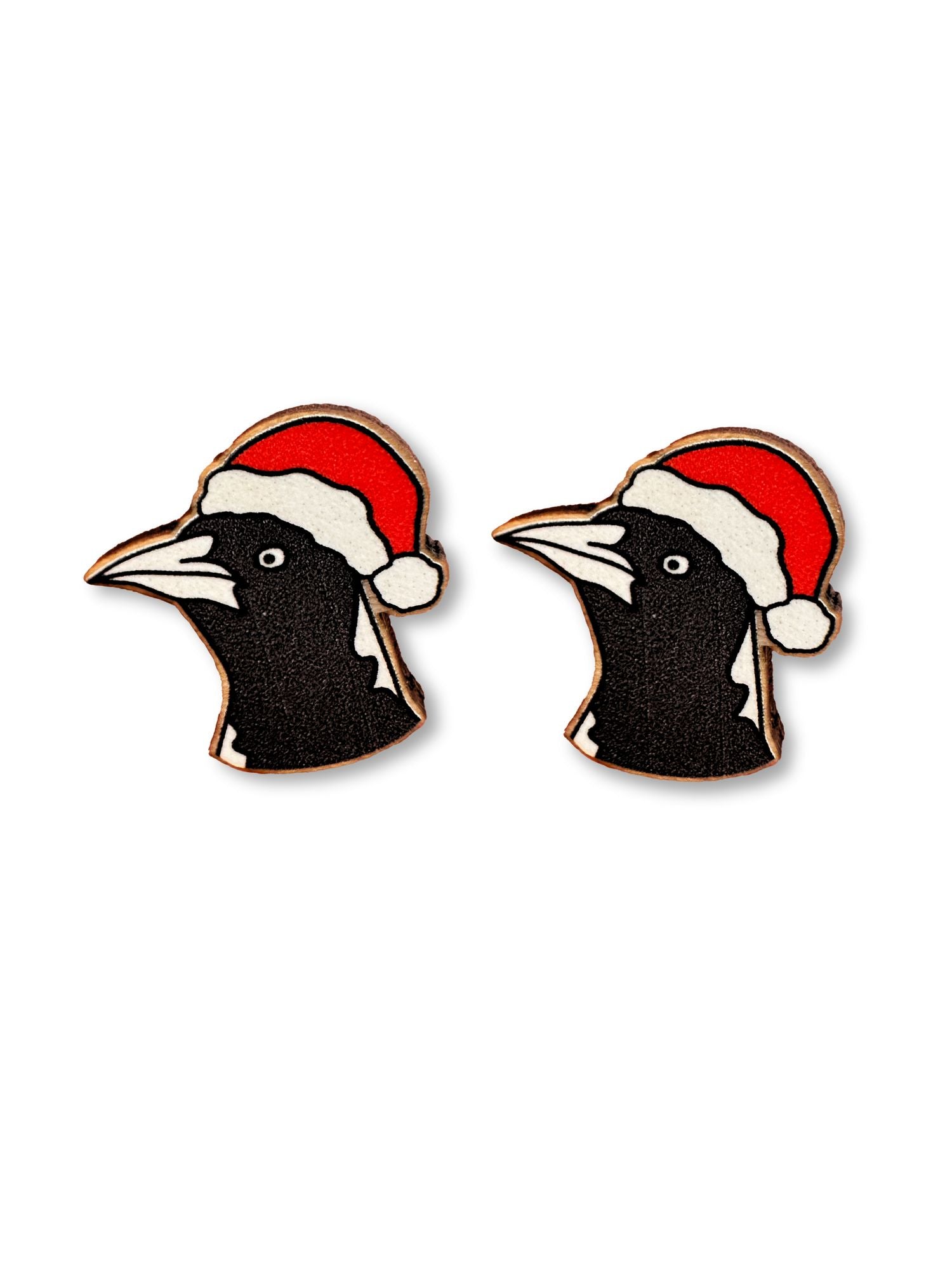 Australian Magpie Christmas Edition ColourPop Stud Earrings