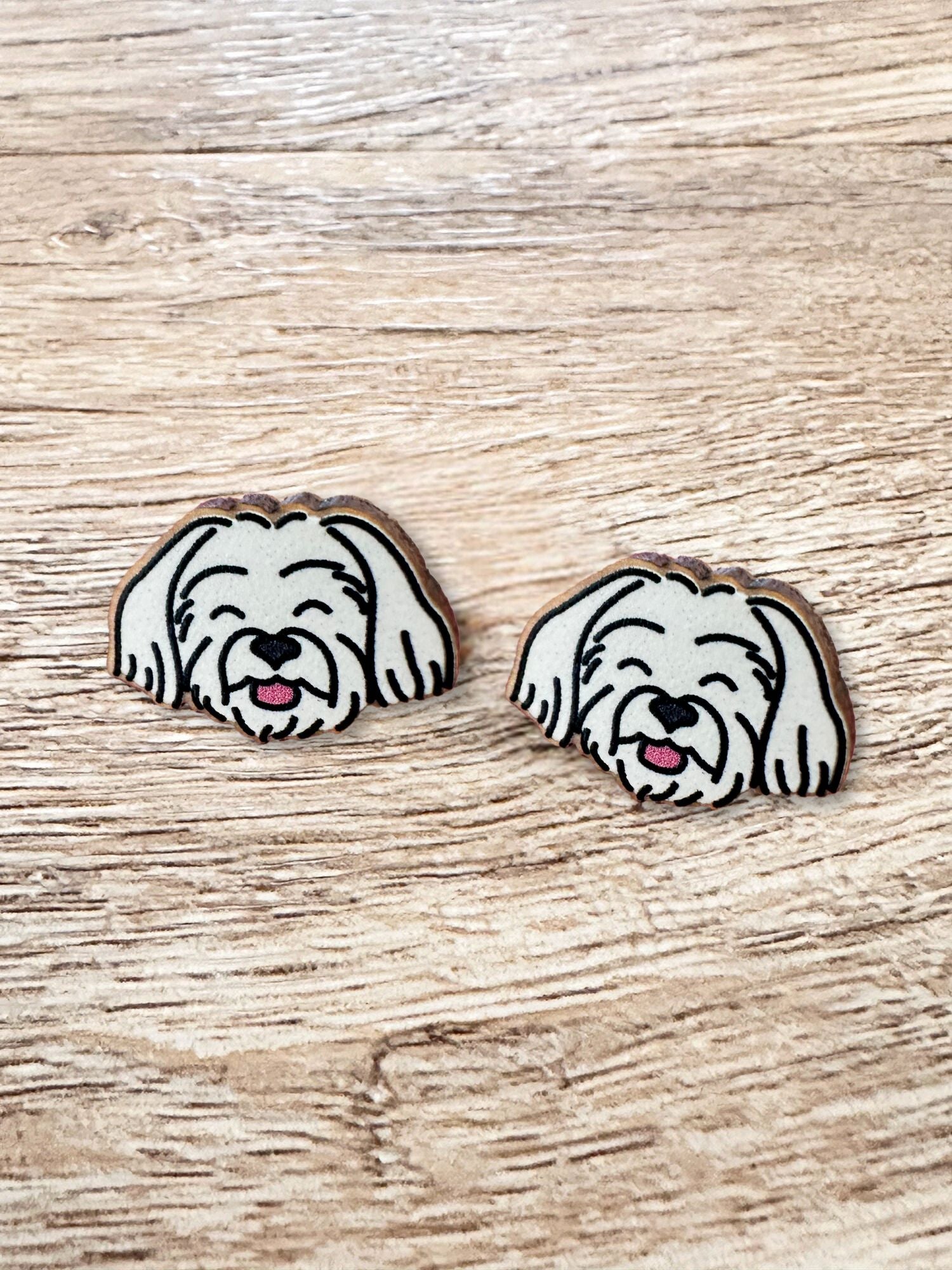 Maltese Terrier ColourPop Stud Earrings