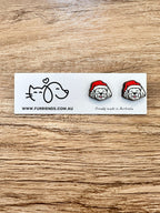 Maltese Terrier Christmas Edition ColourPop Stud Earrings