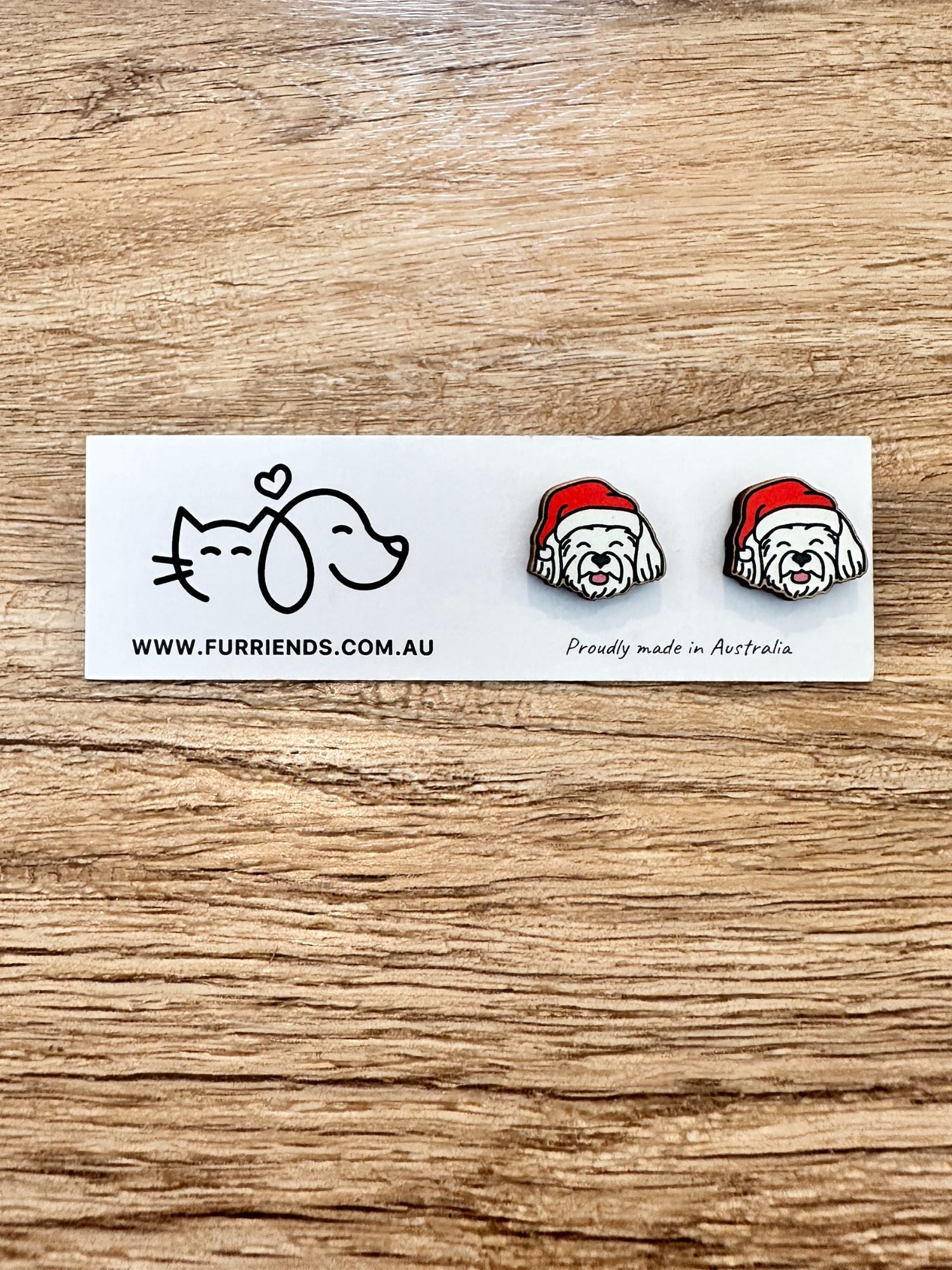 Maltese Terrier Christmas Edition ColourPop Stud Earrings