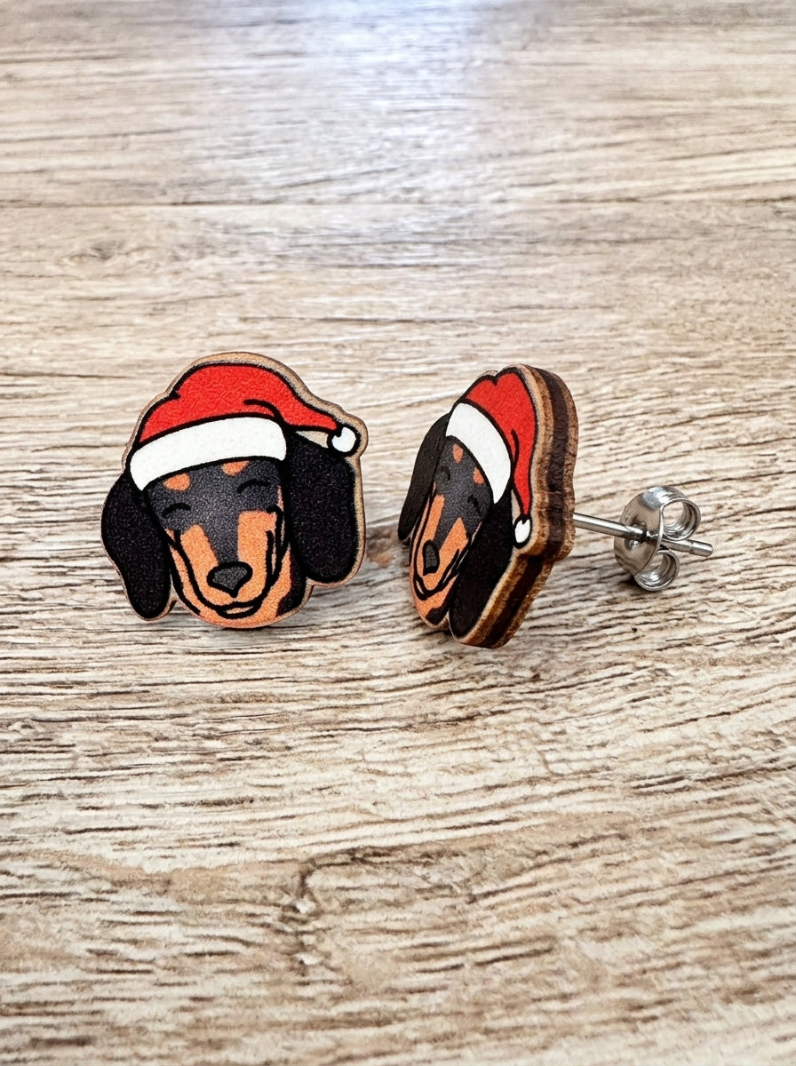 Dachshund Christmas Edition ColourPop Stud Earrings