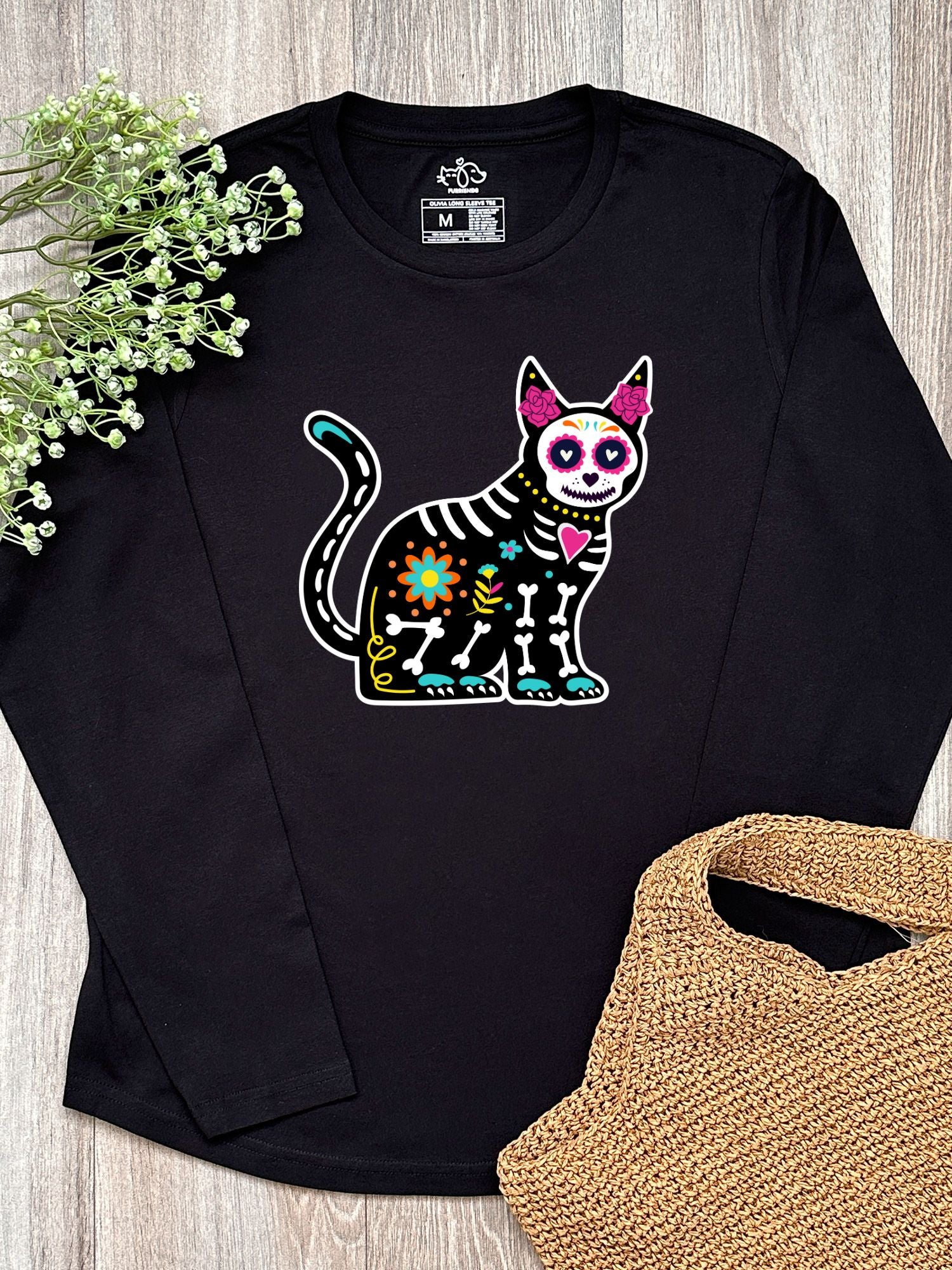 Sugar Skull Cat Olivia Women's Long Sleeve Tee