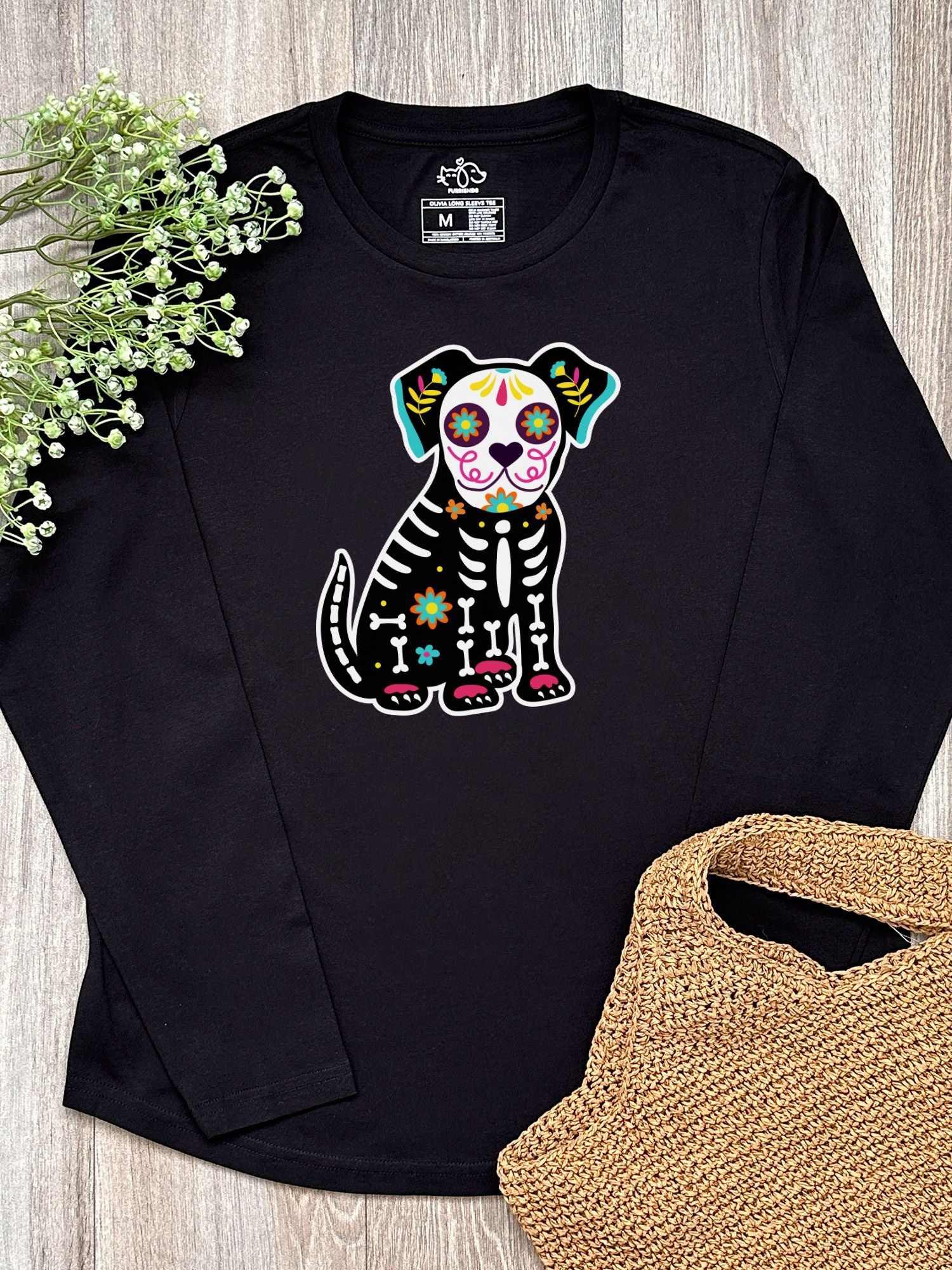 Sugar Skull Dog Olivia Women's Long Sleeve Tee