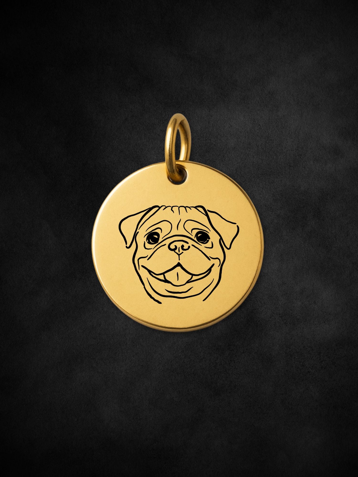 Pug Pendant Initial Necklace