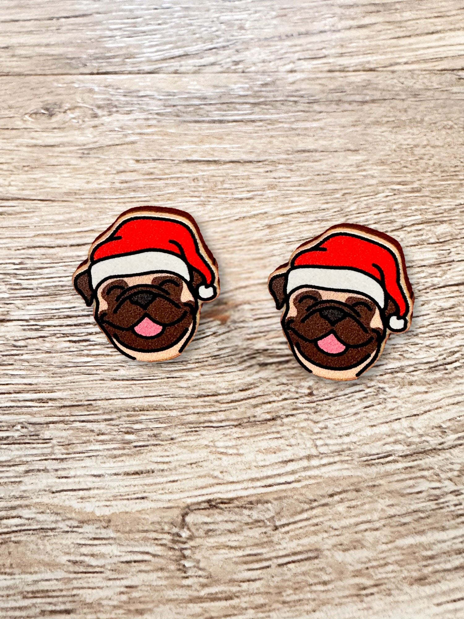 Pug Christmas Edition ColourPop Stud Earrings