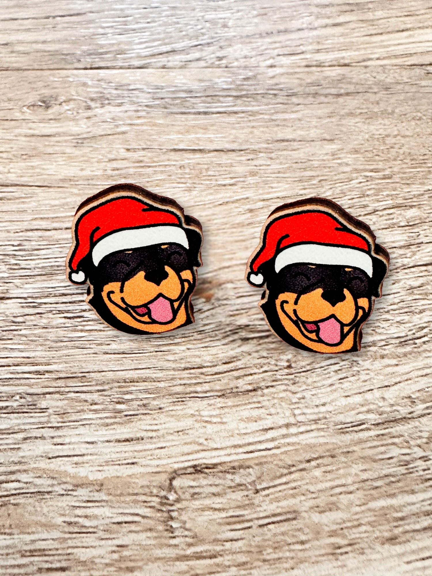 Rottweiler Christmas Edition ColourPop Stud Earrings