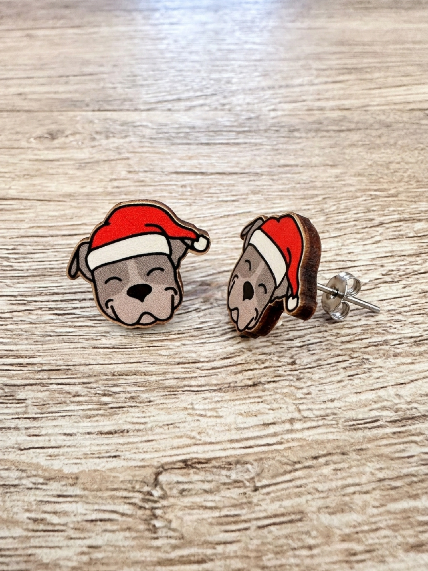 American Staffordshire Terrier Christmas Edition ColourPop Stud Earrings