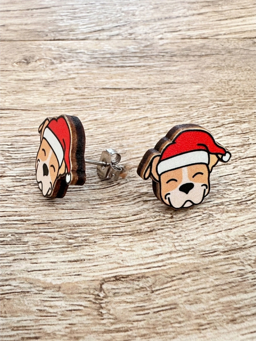 American Staffordshire Terrier Christmas Edition ColourPop Stud Earrings