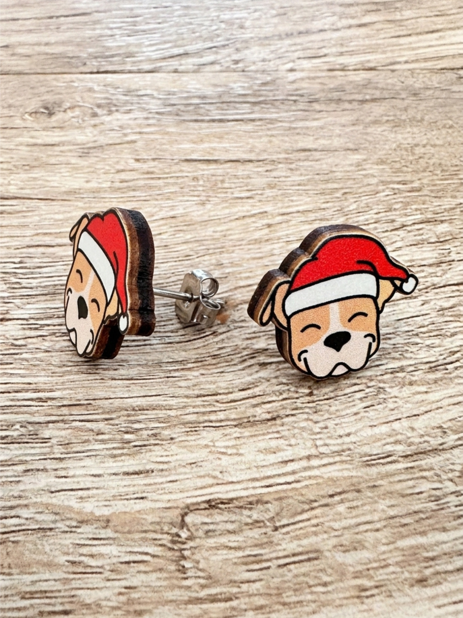 American Staffordshire Terrier Christmas Edition ColourPop Stud Earrings