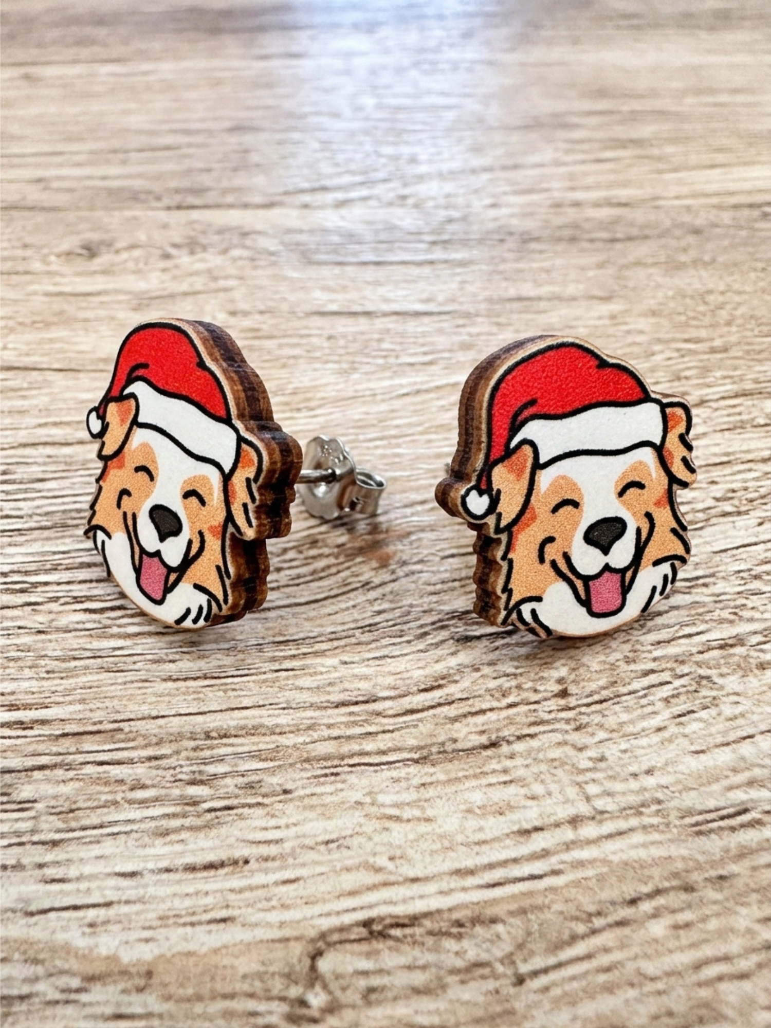 Australian Shepherd Christmas Edition ColourPop Stud Earrings