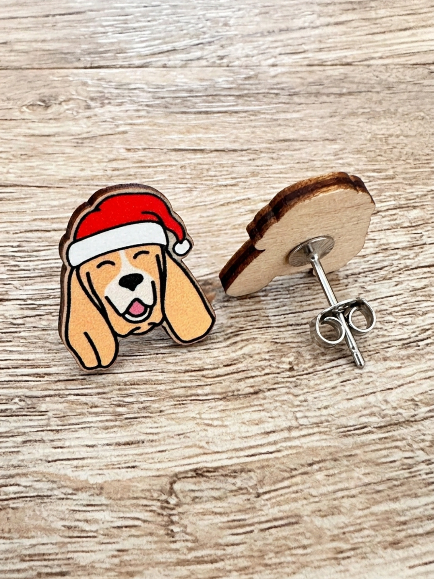Basset Hound Christmas Edition ColourPop Stud Earrings