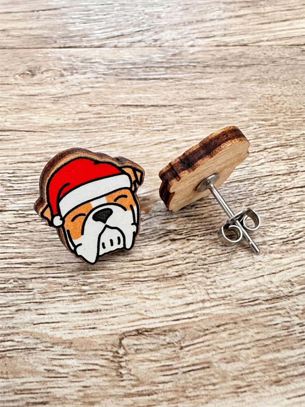 British Bulldog Christmas Edition ColourPop Stud Earrings