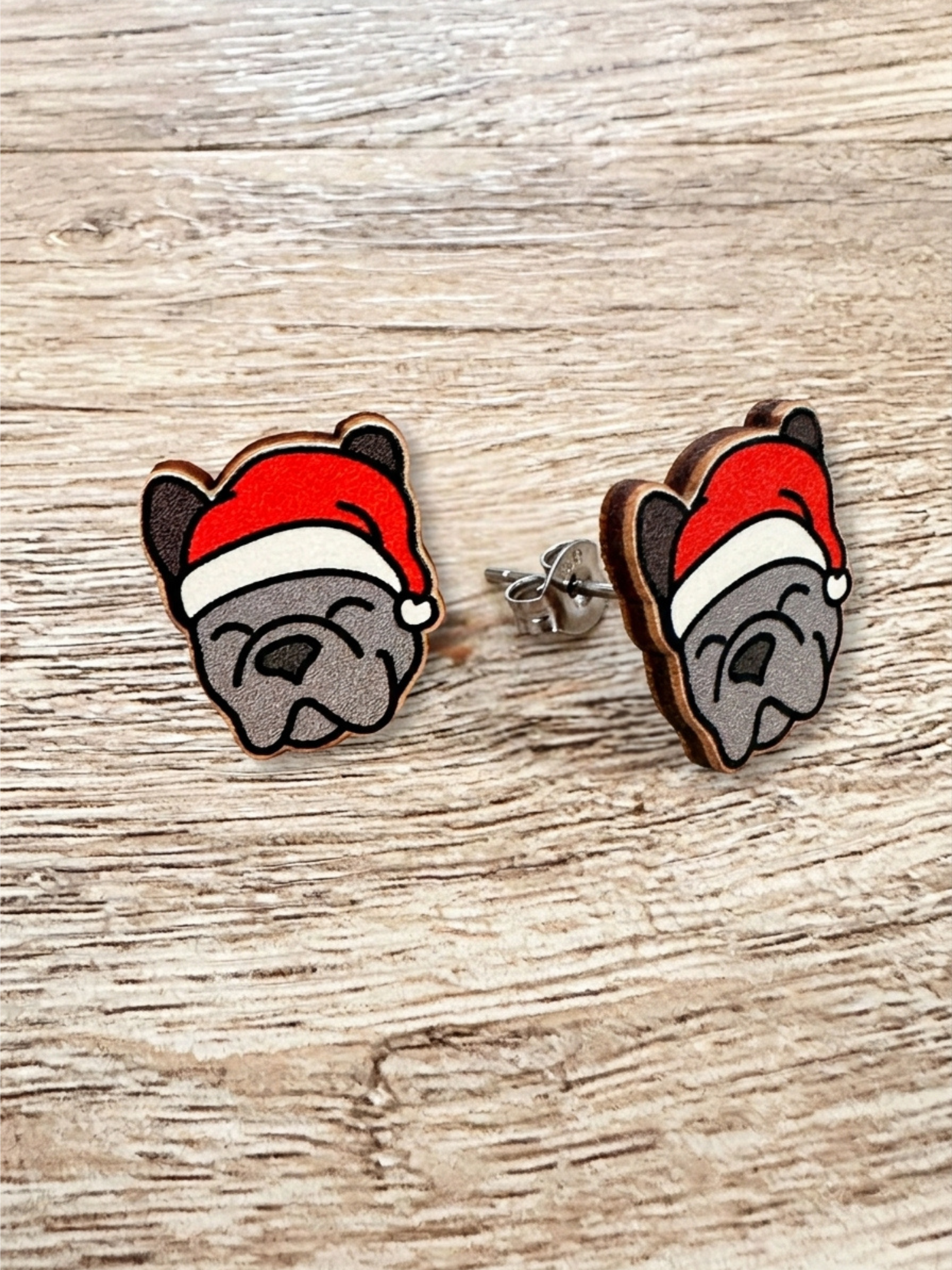 French Bulldog Christmas Edition ColourPop Stud Earrings