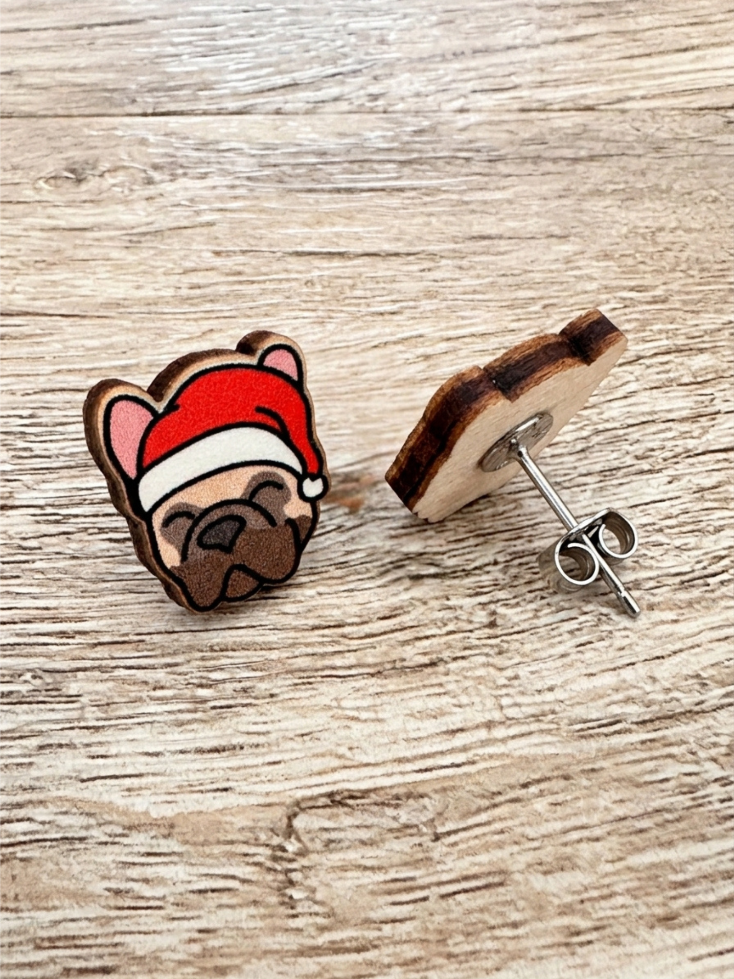 French Bulldog Christmas Edition ColourPop Stud Earrings