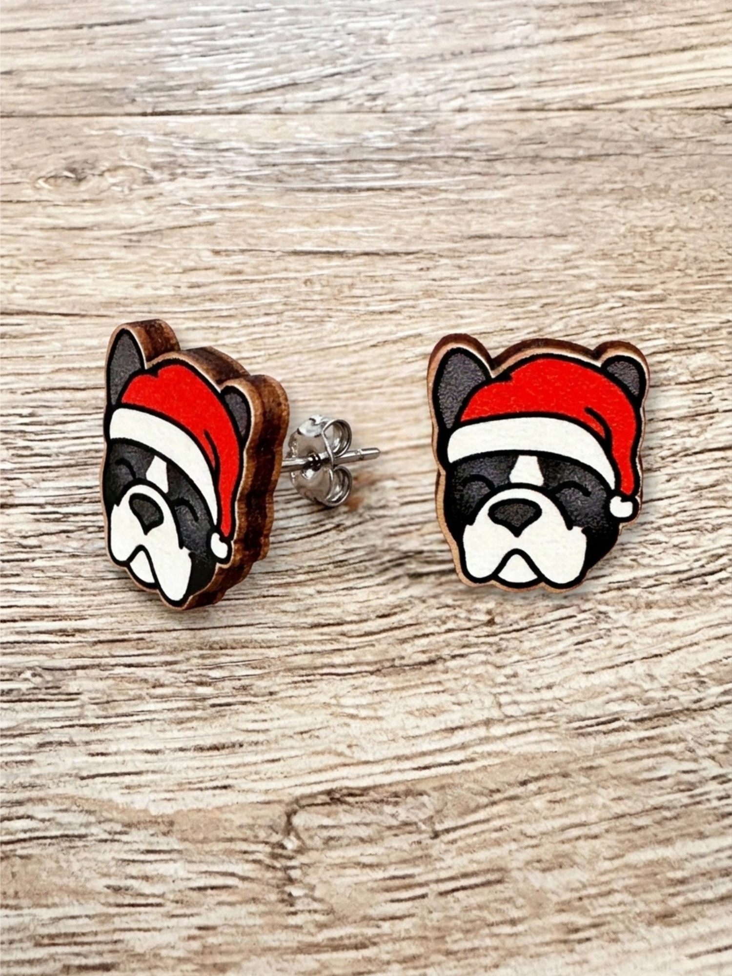 French Bulldog Christmas Edition ColourPop Stud Earrings