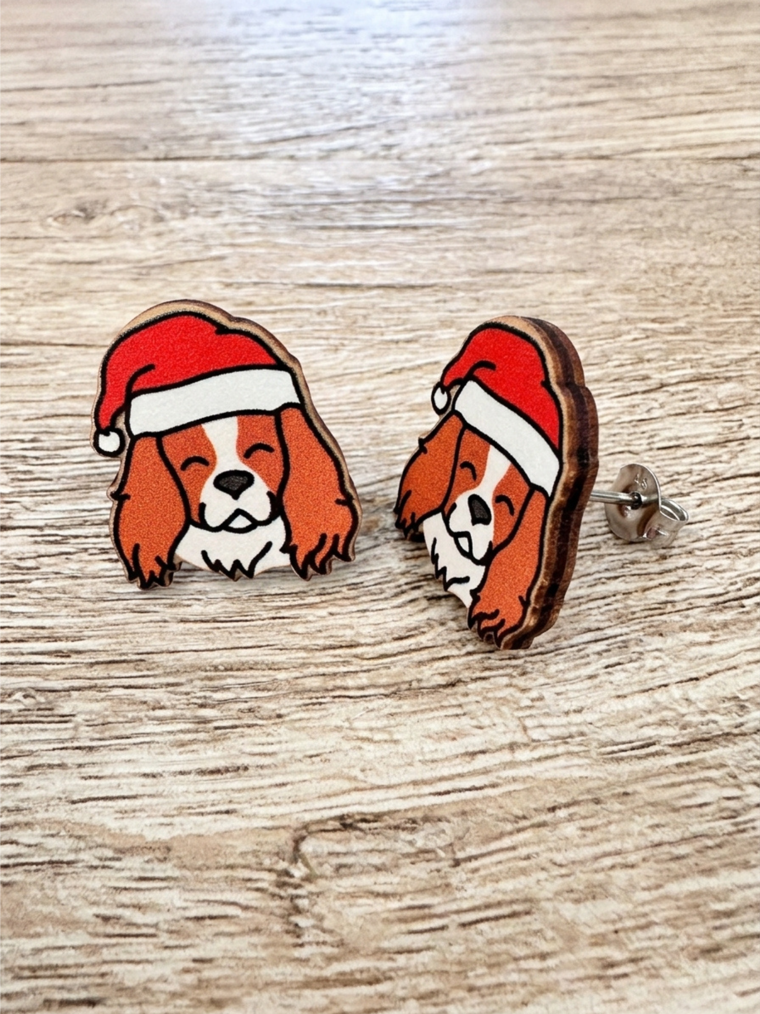 Cavalier King Charles Spaniel Christmas Edition ColourPop Stud Earrings